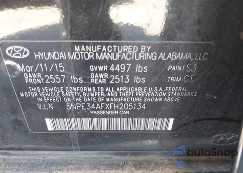 2015 Hyundai Sonata Limited z USA, uszkodzony, nr VIN 5NPE34AFXFH205134